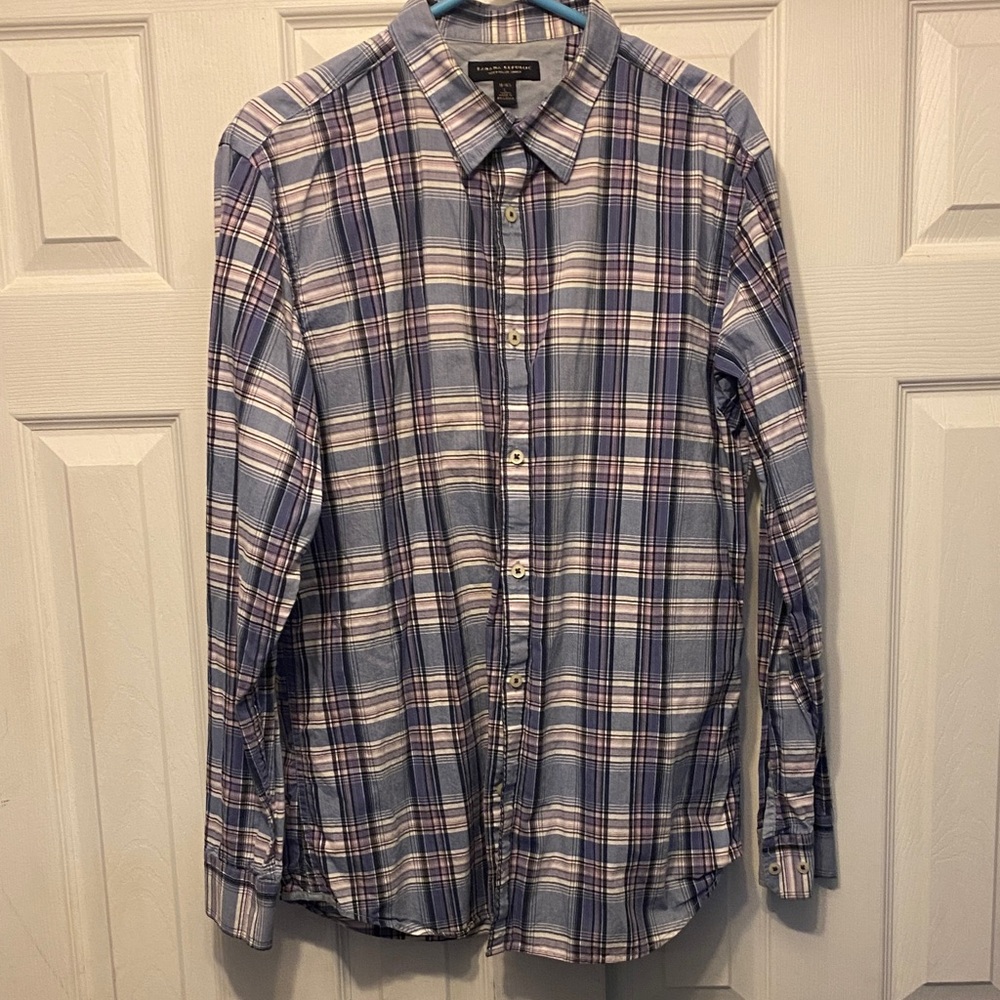 Banana Republic Blue Plaid Button-Down Shirt